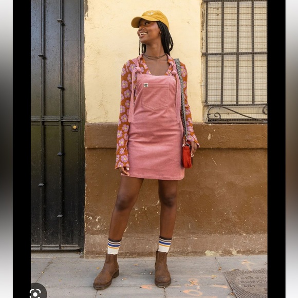 Pink Corduroy mini dress overalls - Picture 13 of 13